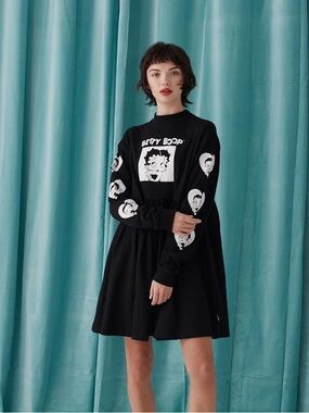 Lazy Oaf x Betty Boop Long Sleeve Dress with Pockets